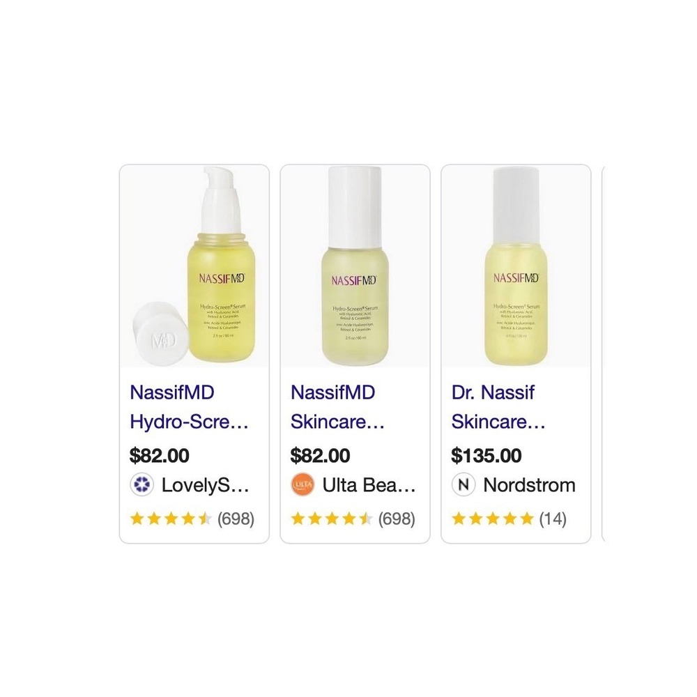 NWT NassifMD Hydro-Screen Anti-Aging Serum Set 2oz + 1oz Hyaluronic Acid Retinol - Picture 8 of 8